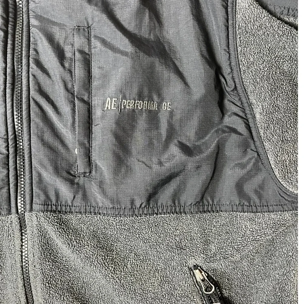 American Eagle Jacket Mens XL Performance Black Grey Fleece Full Zip Mock Neck